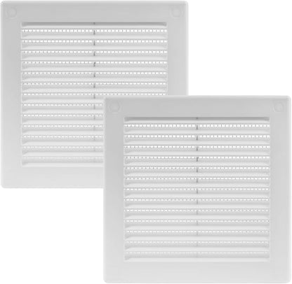 Vent Systems 4.5" x 4.5" Inch (Opening Dimensions) - Pack of 2 - Plastic White Soffit Vent Cover - Flat Square Air Vent Grille - Air Vent Deflector - HVAC 6" x 6" Inch (Overall Dimensions)
