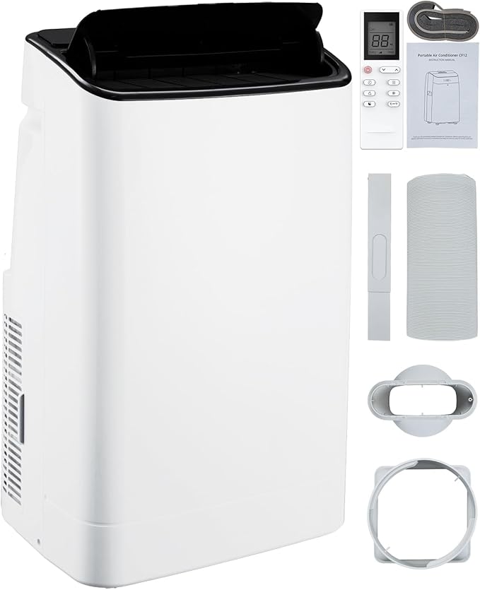 14,000 BTUs Portable Air Conditioner - Cools Up to 700 Sq.Ft, 3-IN-1 Energy Efficient AC Unit with Remote Control & Installation Kits for Large Room, Campervan, Office, Temporary Space