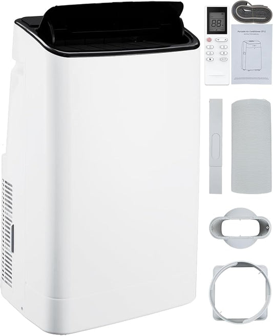 14,000 BTUs Portable Air Conditioner - Cools Up to 700 Sq.Ft, 3-IN-1 Energy Efficient AC Unit with Remote Control & Installation Kits for Large Room, Campervan, Office, Temporary Space