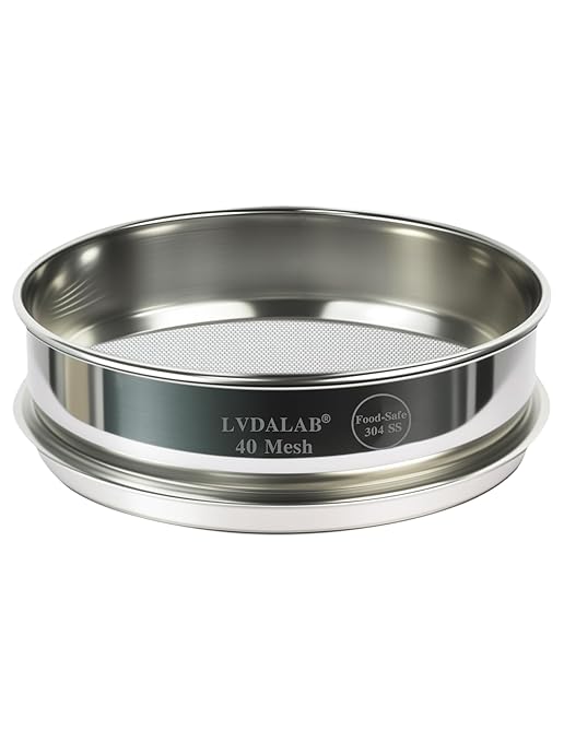 All 304 Stainless Steel 40 Mesh Test Sieve (0.45mm Aperture), 8 Inch/20cm Diameter, Lab Sifter & Soil Strainer, Standard Analysis Screen for Medium Powder, Ceramics & Geology