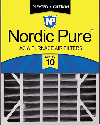 Nordic Pure 20x25x5 (Actual Size: 19 3/4 x 24 1/4 x 4 7/8) Air Bear AC Filter Replacement MERV 10 Pleated + Carbon 1 Pack