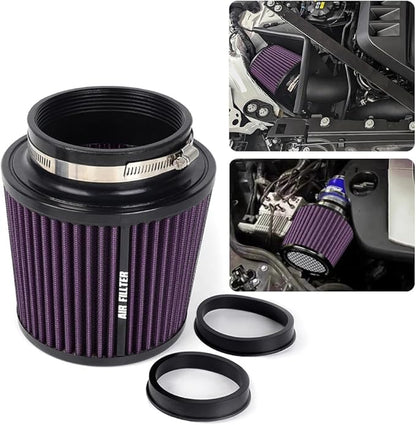 3" 3.5" 4" Inlet Car Replacement Cold Air Intake Filter 76mm 89mm 102mm 3 Sizes in 1 High Flow Performance Cone Air Filter (Purple)