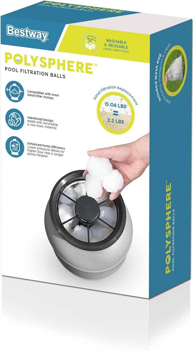 Bestway Polysphere Pool Filtration Balls, Sand Filter Pump Accessories for Swimming Pool Filtration System, Washable and Reusable for Easy Water Maintenance