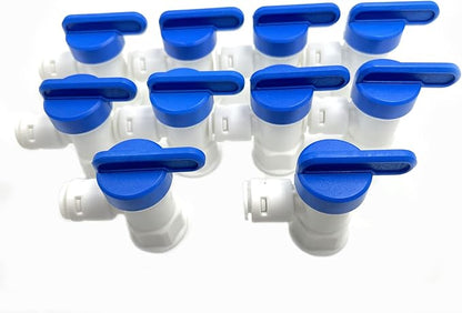 10pcs 1/4 inch FNPT to 1/4" Tank Ball Valve for Reverse Osmosis RO Water Storage Tanks Water Filter,Push to Connect Plastic Quick Connect RO Fittings