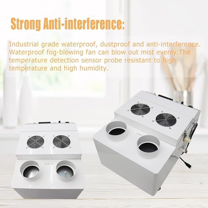 Industrial Ultrasonic Humidifier Cooler Sprayer 9kg/h Portable Continuous Cool Mist Maker Humidifier Commercial with Humidistat and Remote Sensor for Greenhouse Large Room