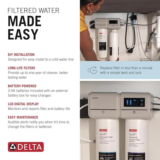 Delta Clarifi Advanced 2 Stage Under Sink Water Filter System, Water Filter for Kitchen Sink Beverage Faucet, DWQ3502020