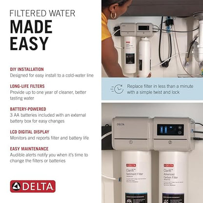 Delta Clarifi Advanced 2 Stage Under Sink Water Filter System, Water Filter for Kitchen Sink Beverage Faucet, DWQ3502020