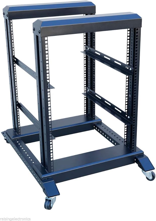 Raising Electronics Server Rack Open Frame Rack 4 Post 19 inch Adjustable Server/Audio Rack Cold Rolled Steel(15U,17 Depth)