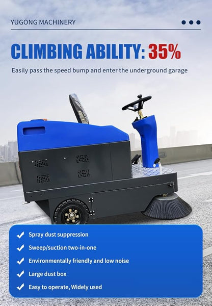 Electric Road Sweeper, Industrial Plant Sweeper, Heavy-Duty Floor Cleaner - Reinforced Main Brush for Manufacturing and Warehouse Environments
