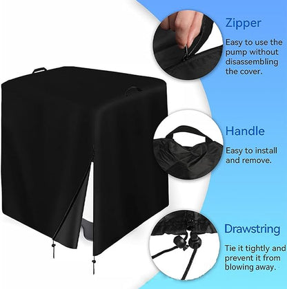 COVER - Sand Filter Pump Cover, Ground Mounted Heavy Duty Fabric Pool Pump Enclosure, Black - Waterproof Pool Sand Filter UV Protection Cover, Pool Filter Winter Cover for Outdoor Units