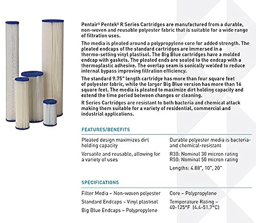 Pentair Pentek Big Blue Filter Housing and Sediment Water Filter Bundle | R50-BB