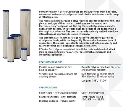 Pentair Pentek Big Blue Filter Housing and Sediment Water Filter Bundle | R50-BB