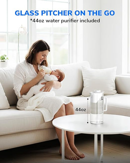 Ecoviva Mate 3 Countertop Reverse Osmosis Water Filter, 8-Stage RO Water Filtration System with 44oz Water Pitcher Smart Auto-Filling, 3:1 Pure to Drain, NSF Certified Tabletop Purifier, White