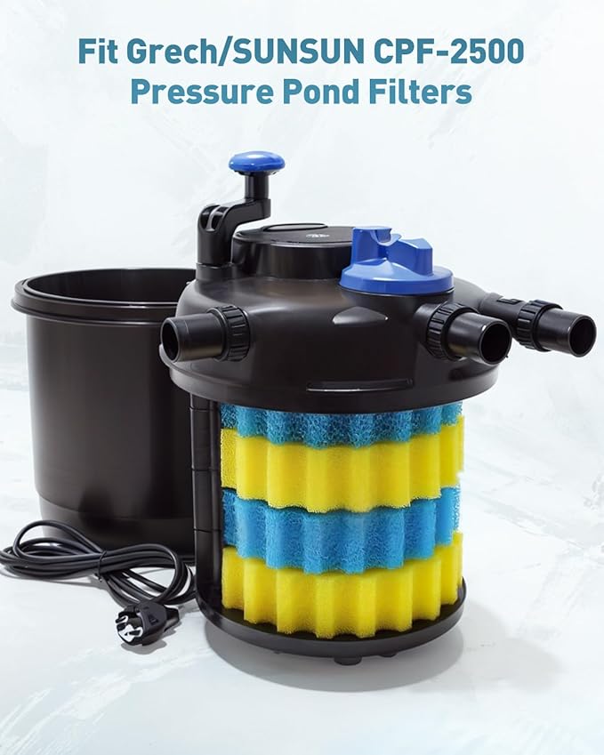 Pawfly Replacement Sponge Filter Media Pad Compatible with Grech/SUNSUN CPF-2500 Pressure Pond Filters Koi Fish, Aquarium Filter Media Sponge Foam Floss for Filtration
