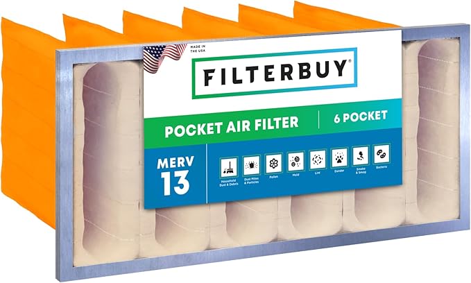Filterbuy 16x25x12 6-Pocket Air Filter MERV 13 HVAC Replacement (1-Pack)