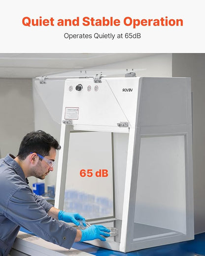 VEVOR Laminar Flow Hood, 20.08 x 20.47 x 23.62 inch Working Area Portable Clean Room, Meets ISO Class 5 Clean Room Standards, Adjustable, with HEPA-14 Filter and G1 Pre-Filter, for Laboratory Use