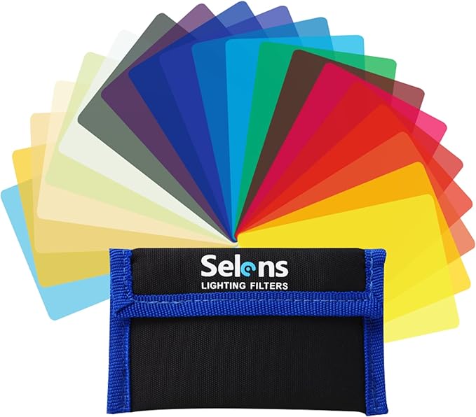 Selens 20 Pieces Universal Gels Lighting Filter Kit for Camcorder LED Video Light, 3.74” x 2.56” Transparent Color Correction Lighting Film Plastic Sheets