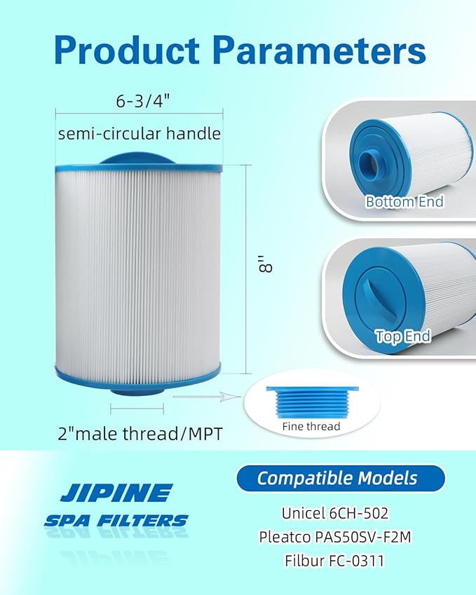 PAS50SV Hot Tub Filter Replaces Artesian Spa Filter, Magnum AR50, PAS50SV-F2M, 6CH-502, FC-0311,06-0006-12,Master Deluxe M60506,Baleen AK-90161,Excel Filters XLS-604 Spa Filter, 2 Pack