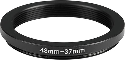 43-37mm Metal Step-Down Ring Adapter Compatible with Mirrorless Cameras DSLR Lens, UV CPL ND Filter Thread Converter, Black