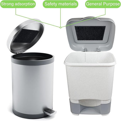 Timgle 24 Pcs Universal Trash Can Deodorizer Trash Bag Odor Absorbing Filters with 24 Double Sided Nano Glues Charcoal Deodorizer for Compost Buckets Countertop Garbage Bins