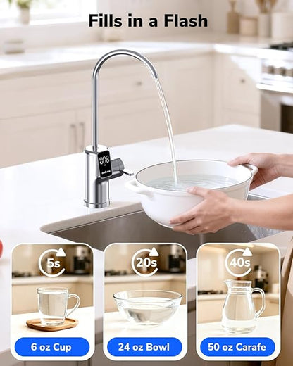 Ecoviva E8 800 GPD Reverse Osmosis Water Filter, 9-Stage Filtration RO System, Undersink Water Purifier, Reduces TDS, 2.5:1 Pure to Drain, Tankless, LED Smart Faucet