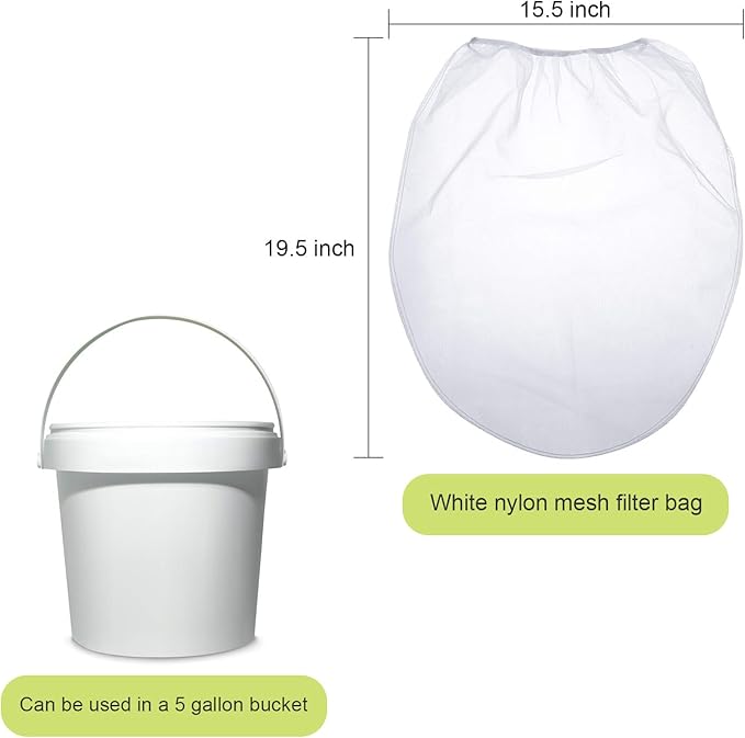 Paint Strainer Bags White Fine Mesh Filters Bag Bucket Elastic Opening Strainer Bags Hydroponic Paint Filter Bag for Paint Gardening (40 Pieces, 5 Gallon)