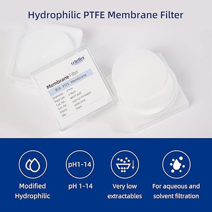 100 Pieces/Pack PTFE Disc Membrane Filters Hydrophilic 47mm Diameter 0.22µm Pore Size