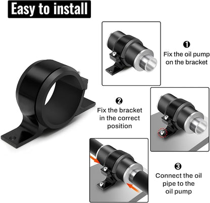 2 Pcs Universal Car Fuel Pump Fuel Filter Mounting Bracket Aluminum Clamp Holder with Rubber Insert, Black Hard Aluminum Anodized Accessories Suitable for Vehicle Fuel Oil Line (58 to 65 mm)