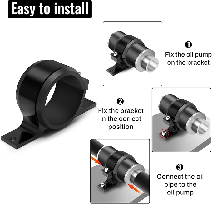 2 Pcs Universal Car Fuel Pump Fuel Filter Mounting Bracket Aluminum Clamp Holder with Rubber Insert, Black Hard Aluminum Anodized Accessories Suitable for Vehicle Fuel Oil Line (50 to 55 mm)