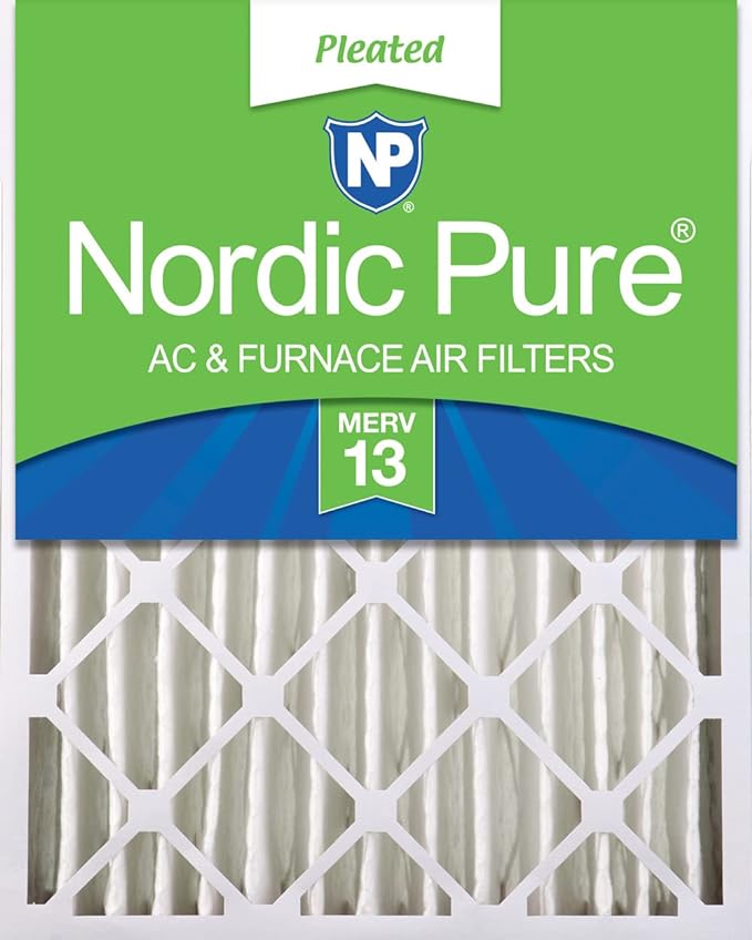 Nordic Pure 20x20x4 (Actual Size: 19 1/2 x 19 1/2 x 3 5/8) Pleated MERV 13 Air Filter 1 Pack