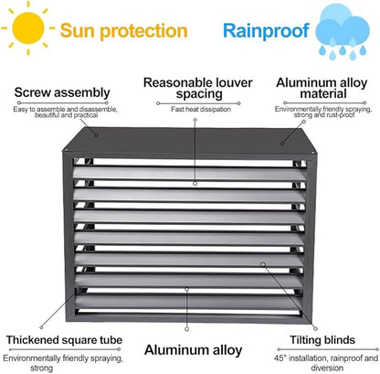 Aluminum Air Conditioner Fence Set of 2, Louvered Outdoor AC Unit Cover, Decorative Privacy Screen, Weatherproof and Anti-Theft (Black 110x60x80cm/43x24x32in)