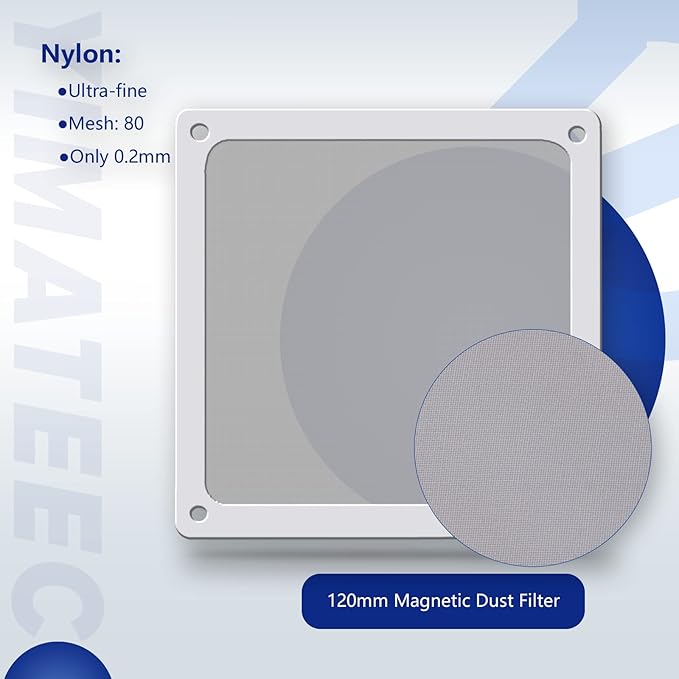 Dust Filter PC 120mm for Computer Cooler/PSU/Routers Nylon 80 Mesh, Magnetic Frame PC Fan Dust Mesh PC Cooler Filter Dustproof Computer Fan Grills (Nylon, 120 * 120mm, 2pcs, White)