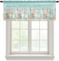 Summer Beach Sheer Valance Curtains, Green Ocean Colorful Coral Shell Seaweed Starfish Sandy Light Filtering Kitchen Valances Rod Pocket Voile Curtain for Bedroom/Living Room/Basement 42Wx18L