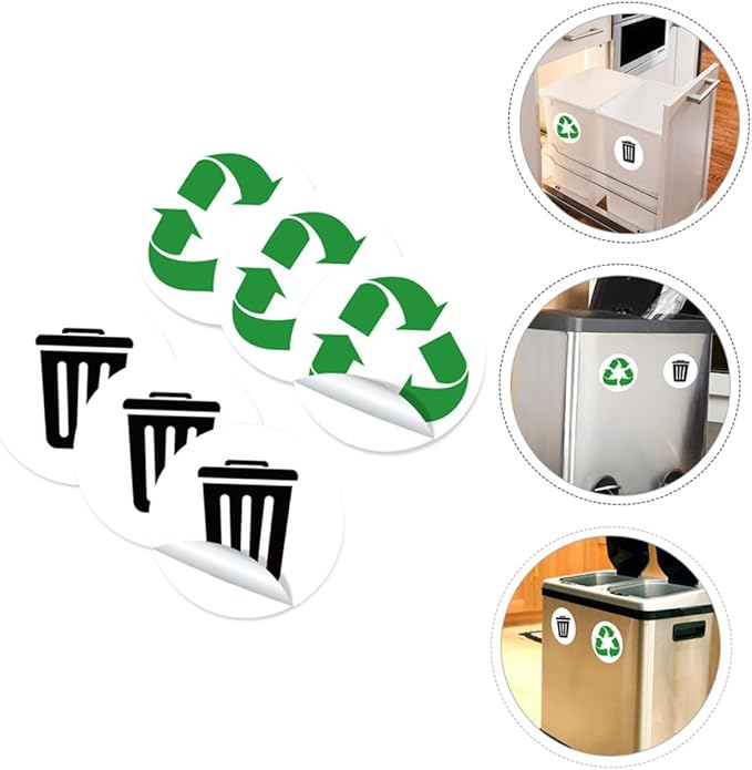 Garbage Sorting Stickers Set 6 Self-Adhesive Waste Classification Labels for Trash Cans Colorful Design for Home Recycling