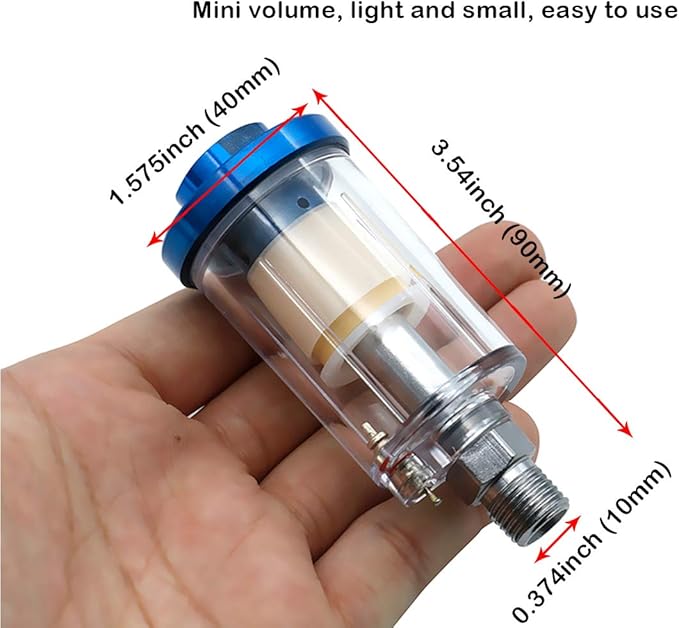 beduan Water Oil Separator Filter, 1/4" NPT Male and Female Thread Spray Gun Filters Air Line Compressor Fitting （Pack of 2）