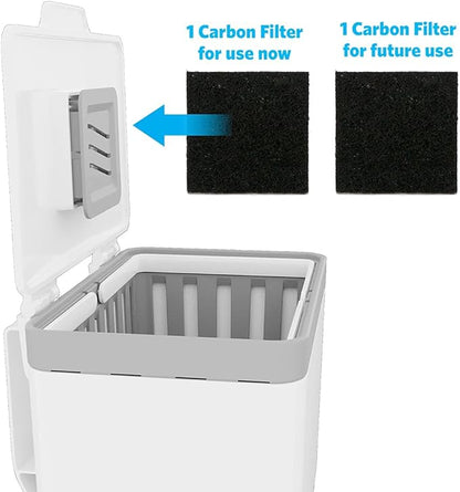 Glad Compost Bin for Kitchen, 1.5 Gallon | Plastic Container with Removable Inner Basket, Bag Storage Holder, and Carbon Odor Blocking Filters, White