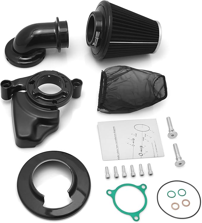 Big Sucker cone Air filter intake for harley air Cleaner Sportster Softail fatboy heritage dyna touring street road king Glide (Nake - BLACK, TypeD : Touring M8 17-UP, Softail 18-UP)