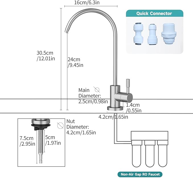 Kitchen Sink Faucet with Pull - Down Sprayer, 2 - Handle 3 - in - 1 Kitchen Sink Filter Faucet, Cold and Hot Mixer Drinking Water Faucet (Filter Faucet, Brushed Nickel)