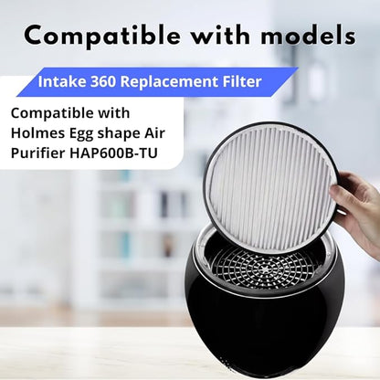 Nispira Filter Replacement for Holmes Egg Air Purifier 360° HAP600B-TU True HEPA Air Intake Removes Dust, Contaminants, 3 Packs