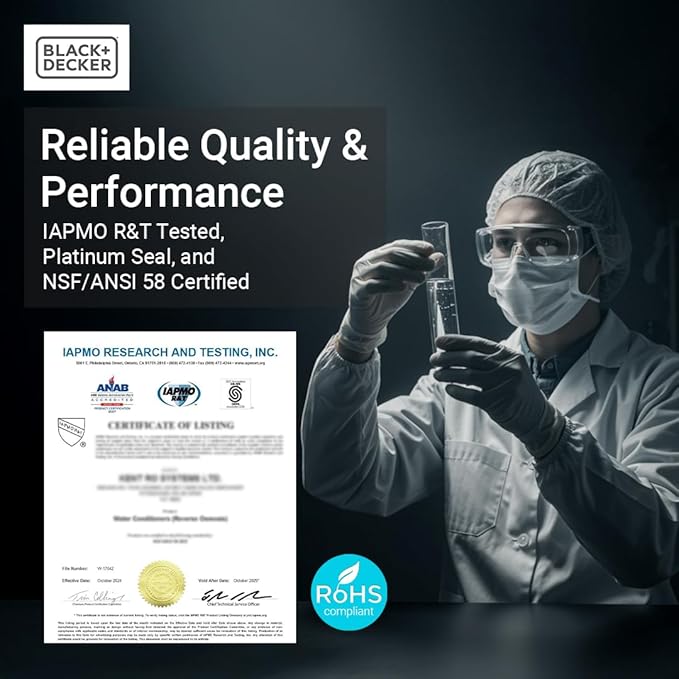 BLACK+DECKER Countertop RO+UV Water Filter | Hot and Ambient Water | 5-Stage Filtration System with Remineralization | IAPMO Tested and NSF Certified | No Installation Required | Portable water Filter