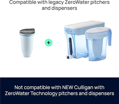ZeroWater Official Replacement Filter - 5-Stage 0 TDS Filter Replacement - System IAPMO Certified to Reduce Lead, Chromium, and PFOA/PFOS, 3-Pack