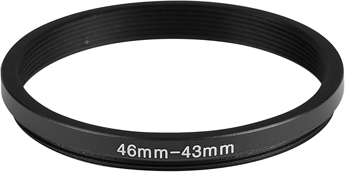 46-43mm Metal Step-Down Ring Adapter Compatible with Mirrorless Cameras DSLR Lens, UV CPL ND Filter Thread Converter, Black