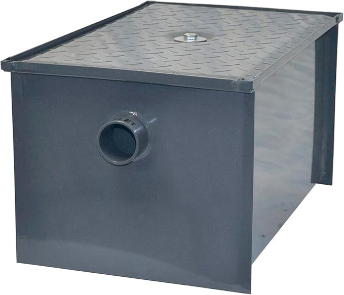 20 LB Carbon Steel Grease Trap Interceptor for Restaurant Under Sink Kitchen | 10 GPM | PDI Certified