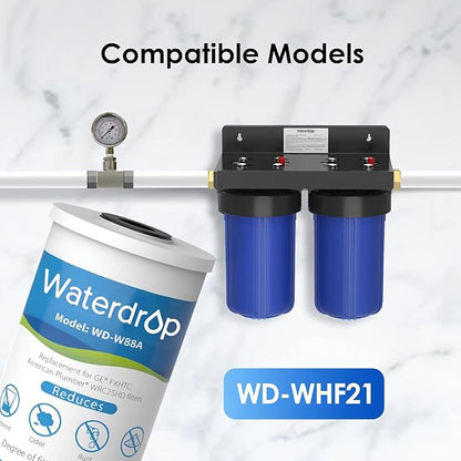 Waterdrop FXHTC Whole House Carbon Water Filter, Replacement for GE® FXHTC, GXWH40L, GXWH35F, Culligan® RFC-BBSA, American Plumber W10-PR, W10-BC, WRC25HD, 10" x 4.5" Cartridge, 5 Micron, Pack of 4