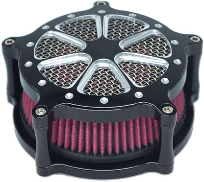 Air Filter Intake Cnc Cut Air Cleaner Venturi Motorcycle Chrome Kit for Harley Dyna 2000 - 2017 Softail 2000 - 2015 Touring 2000 - 2007 Fitment - B (Red)