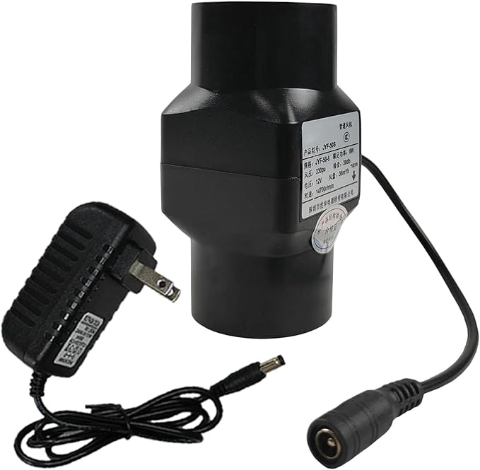 2 Inch Inline Duct Fan 12v Ventilation Fan with Variable Speed Controller Low Noise Inline 22 CFM Blower for Grow Tent Bathrooms Kitchens Black (Color : NO Adjustable Speed)