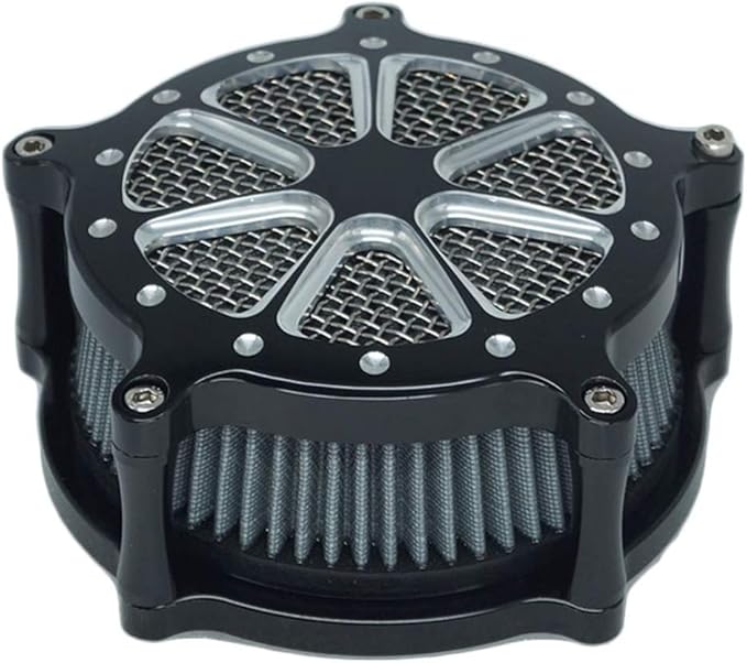 Air Filter Intake Cnc Cut Air Cleaner Venturi Motorcycle Chrome Kit for Harley Dyna 2000 - 2017 Softail 2000 - 2015 Touring 2000 - 2007 Fitment - B (Gray)