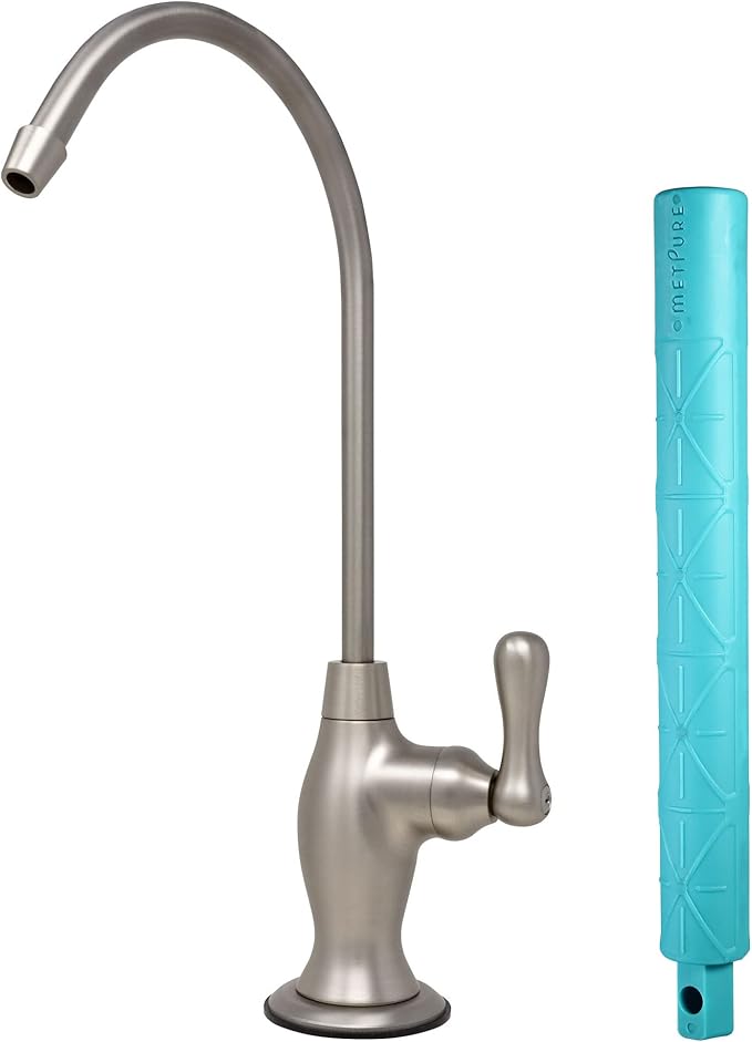 Metpure Non-airgap NSF Certified RO Faucet Reverse Osmosis Drinking Water Filtration System Water Dispenser Spout (Satin Nickel). Vase Style with Faucet Wrench.