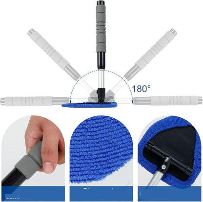 Compatible for Window Scraping Mist Eliminator Microfiber Car Cleaner Telescopic Windshield Cleaning Tools Auto Accessories(Blue)