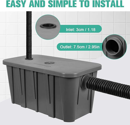 Generic Commercial Grease Interceptor Trap with Removable Filter Basket Interceptor Oil-water Separator Prevents Clogs and Odors for Restaurant Canteen Home Kitchen